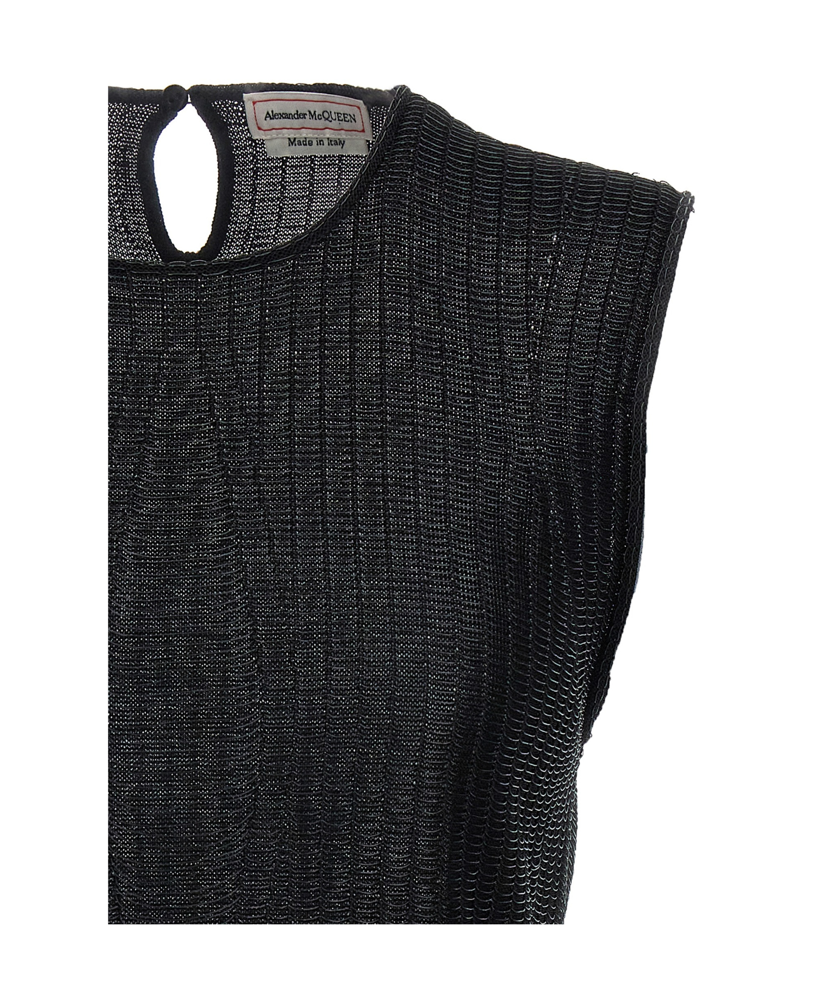 Alexander Mcqueen Metallic-threading Knitted Tank Top In Black