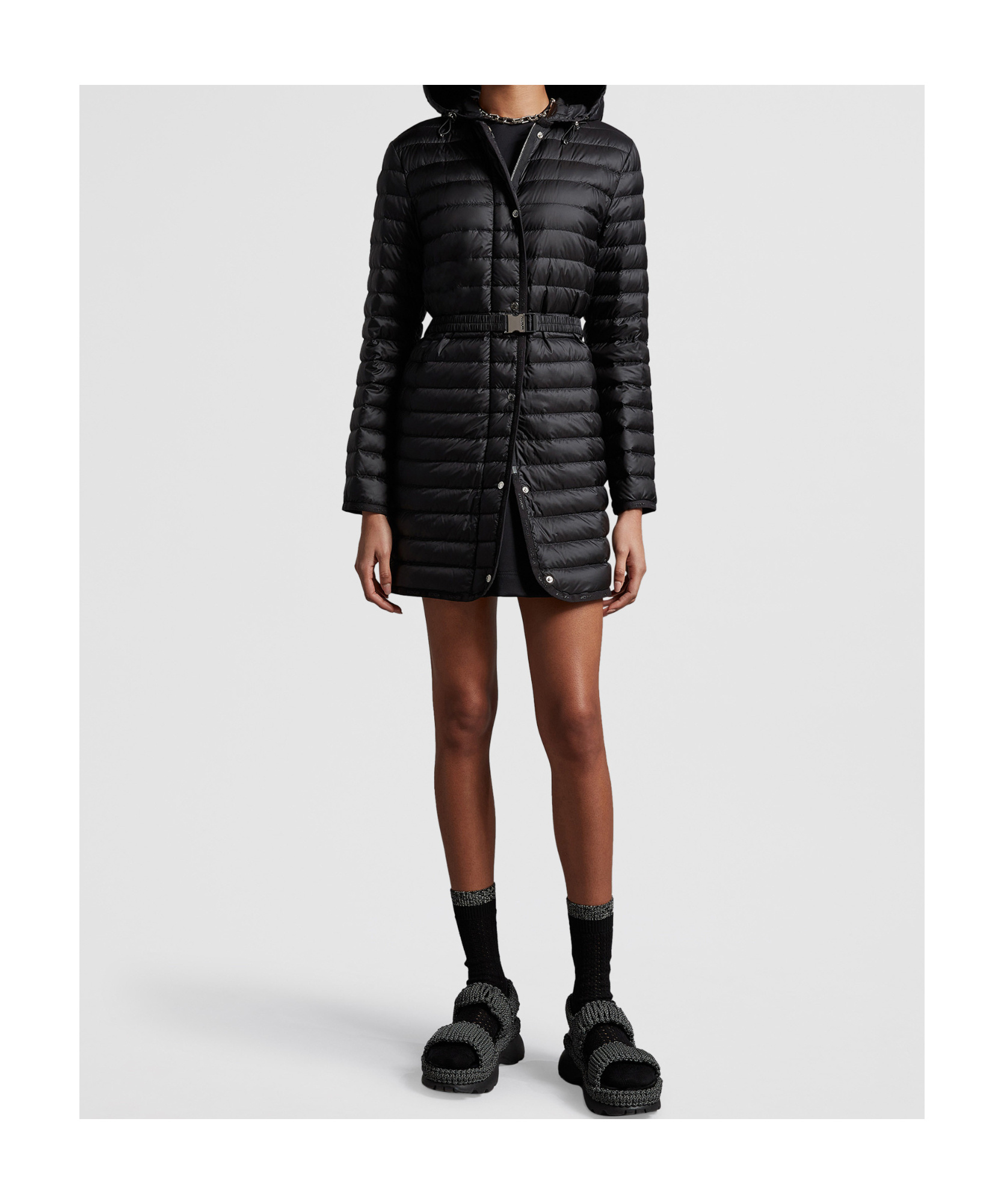 Moncler Long-sleeved Down Jacket In Black