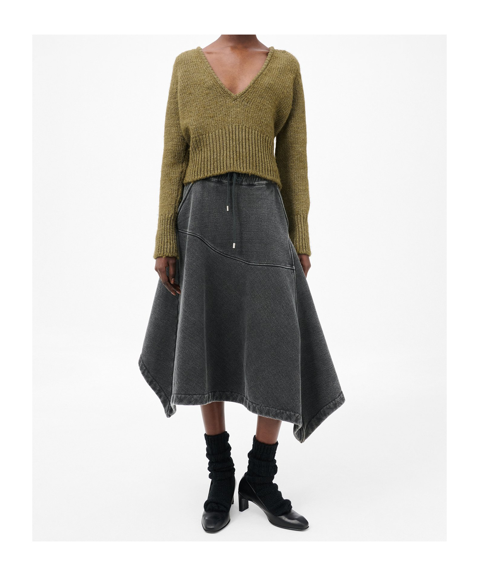 Our Legacy Cropped Brown Knitted Sweater In Green