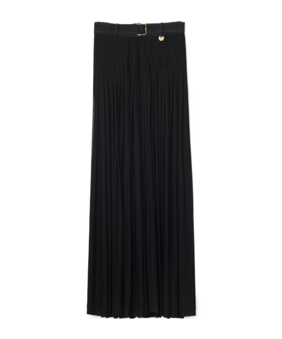 Burberry Bar Pleated Maxi Skirt With Belt In Black