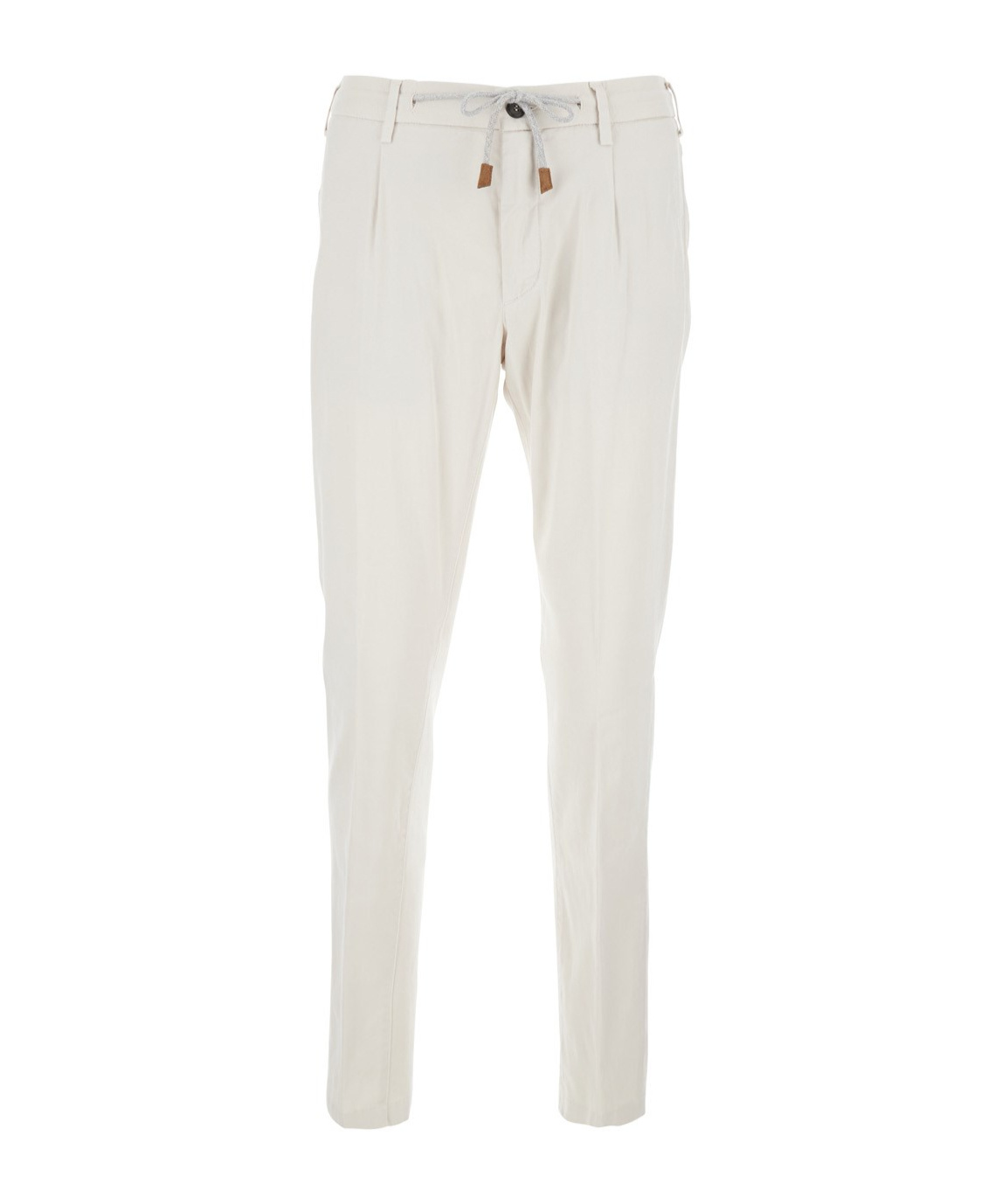 Eleventy White Pants With Elastic Drawstring Waist And Tapered Leg In Cotton Blend Stretch Woman In White