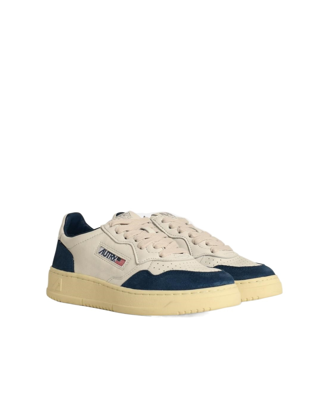 Autry Medialist Blue Leather Sneakers In Nude
