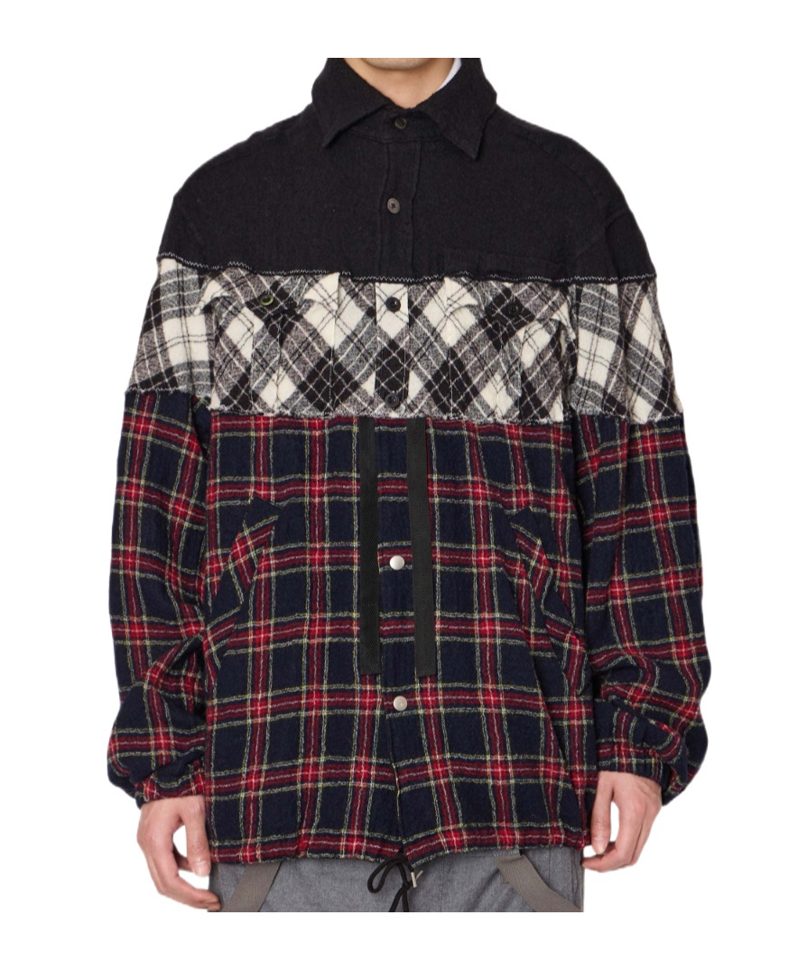 Kolor Casual Shirt-style Jacket In Navy Blue  Red