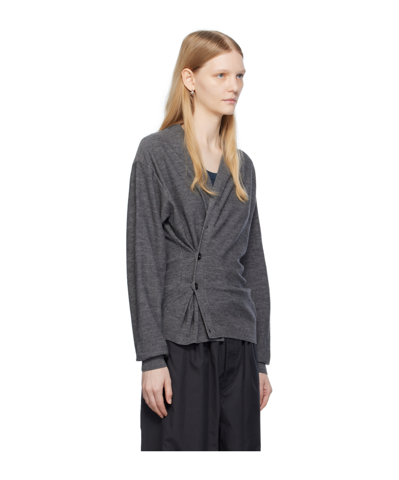 Lemaire Long-sleeved Wool Knitted Cardigan In Black