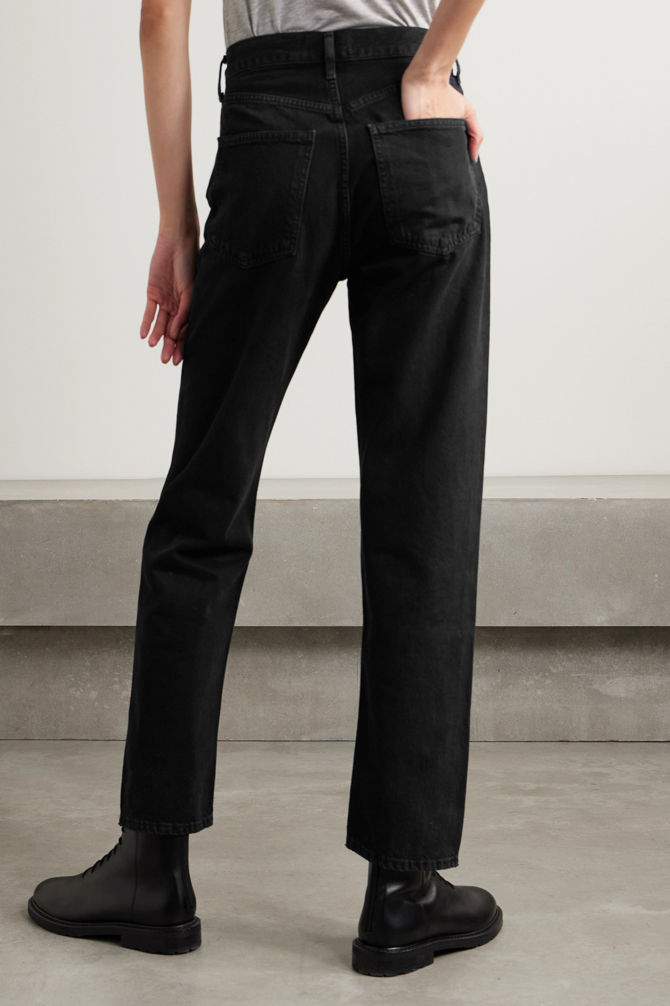 Agolde High Waist Straight Jeans In Black