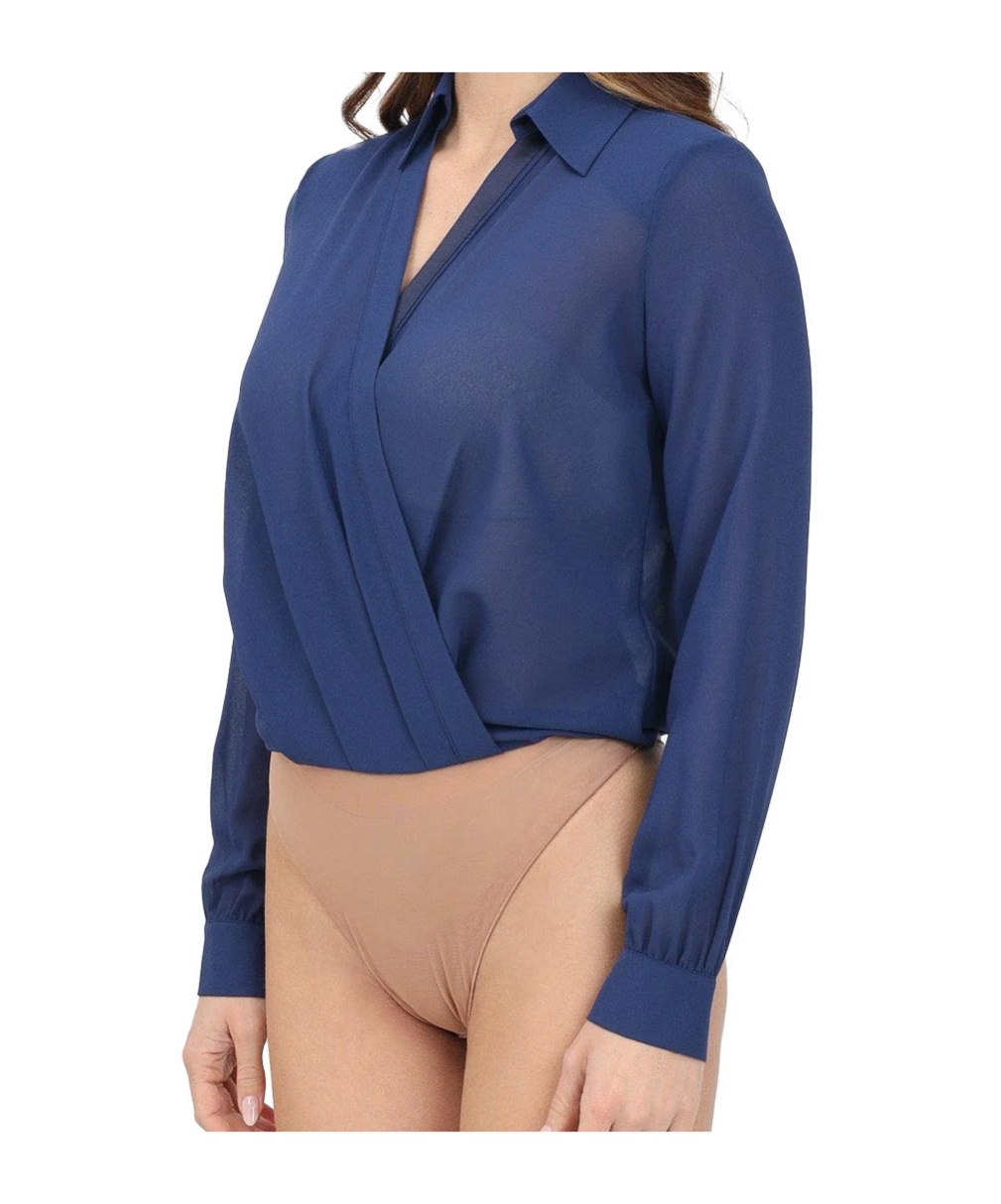 ELISABETTA FRANCHI ELISABETTA FRANCHI CUFFLINK BODYSUIT-STYLE BLOUSE