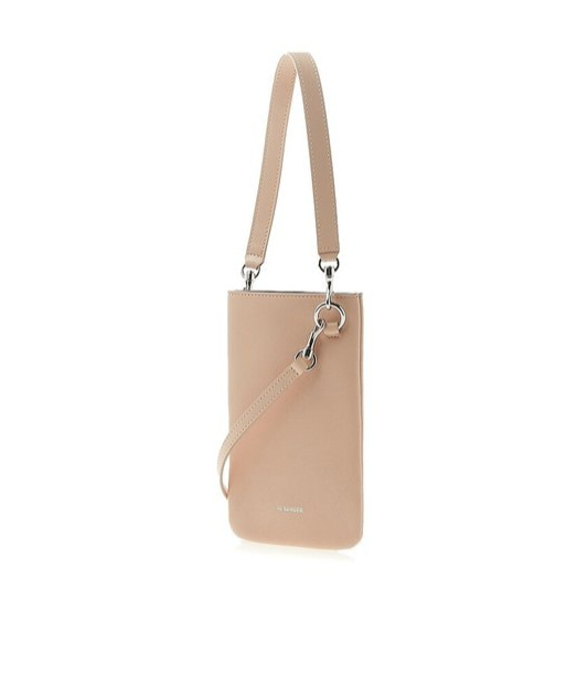 Jil Sander Logo Shoulder Bag In Nude