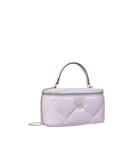 Tory Burch Kira Clover Quilted Leather Vanity Top-handle Bag In Purple