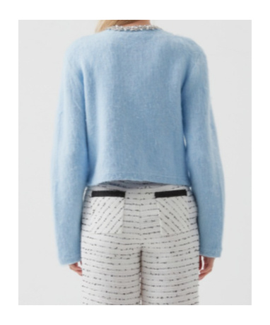 Marissa Chiara Long-sleeved Crew Neck Jacket In Blue