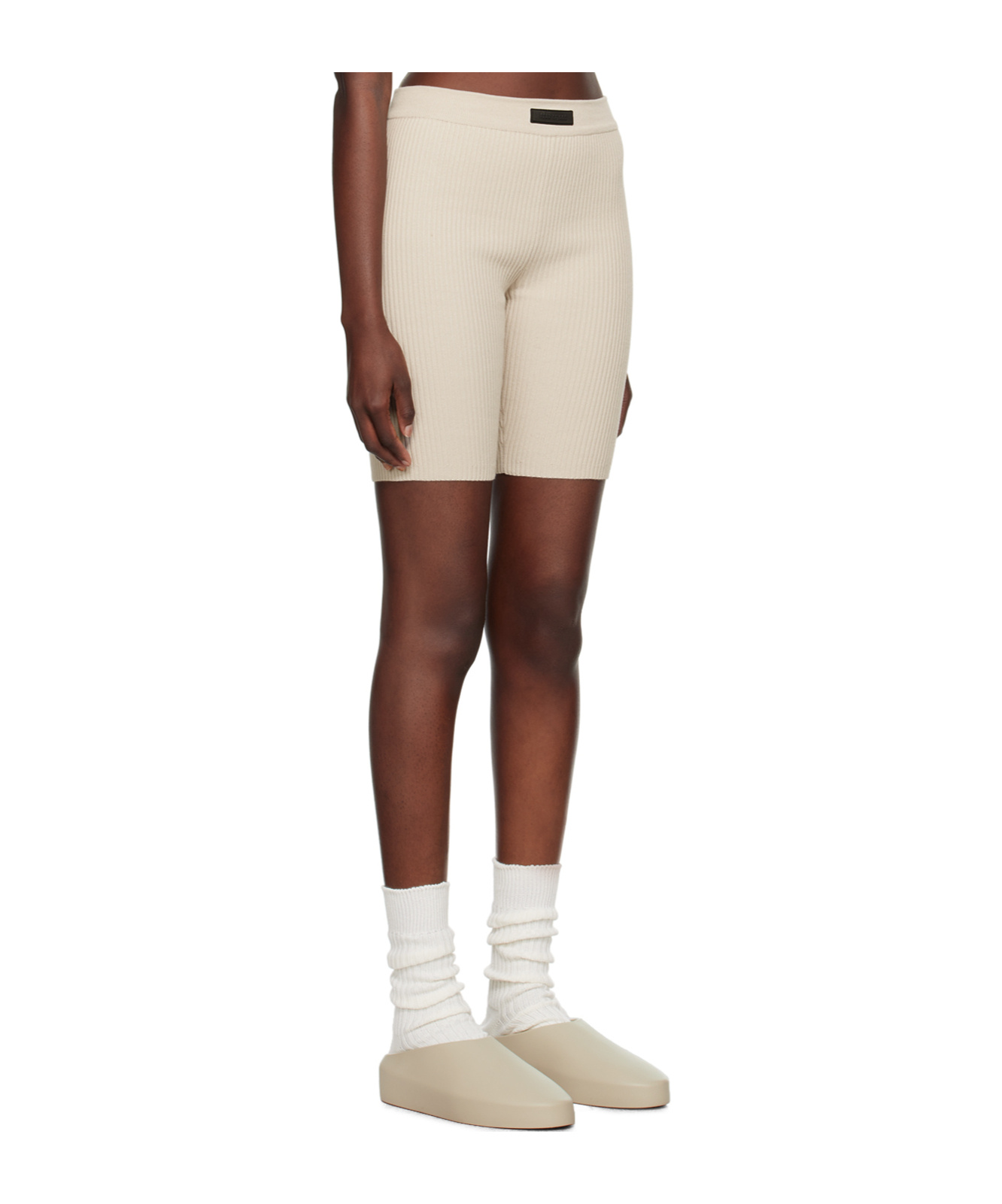 Essentials Taupe Patch Shorts In Nude