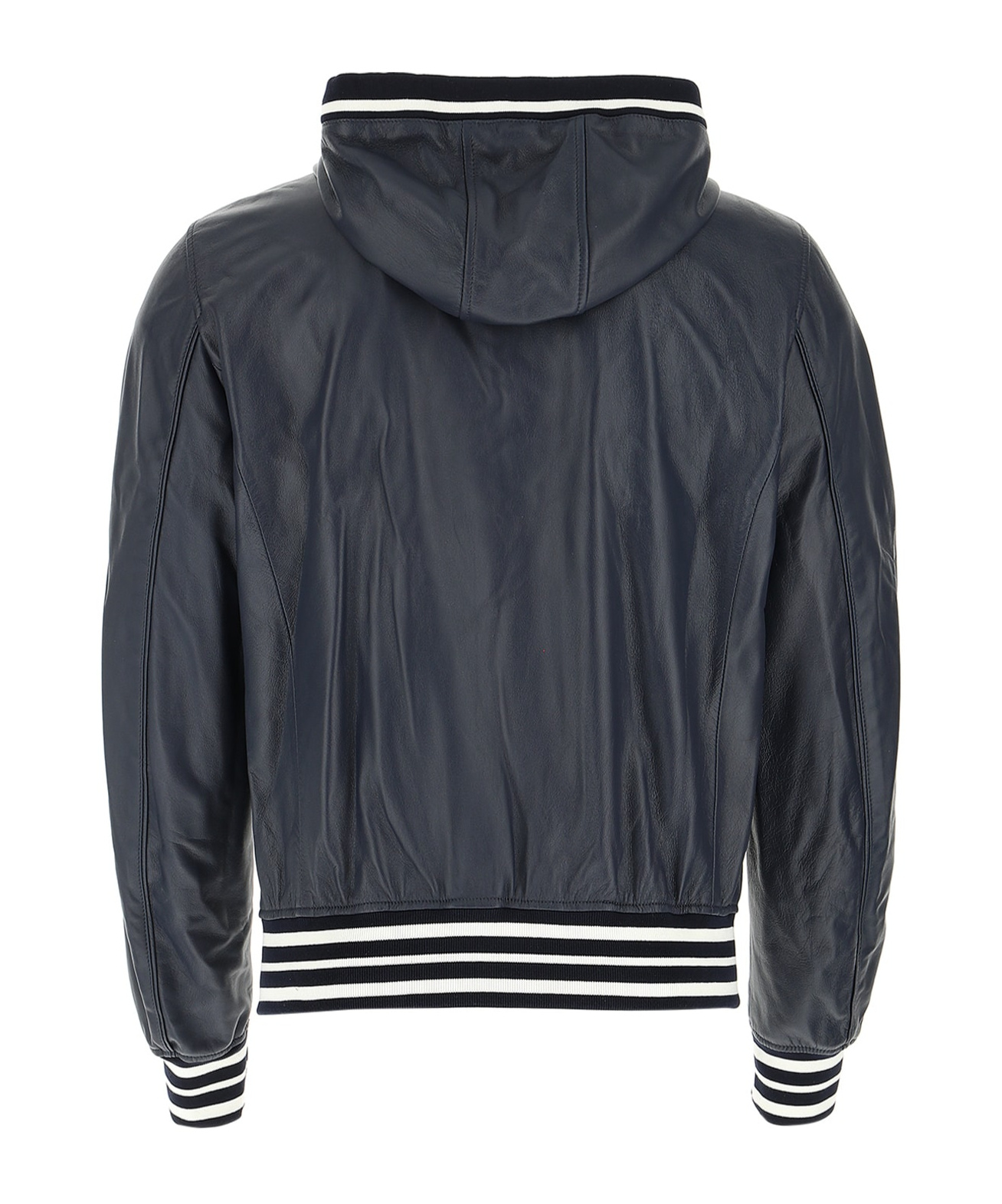 Dolce & Gabbana Long-sleeved Leather Jacket In Black