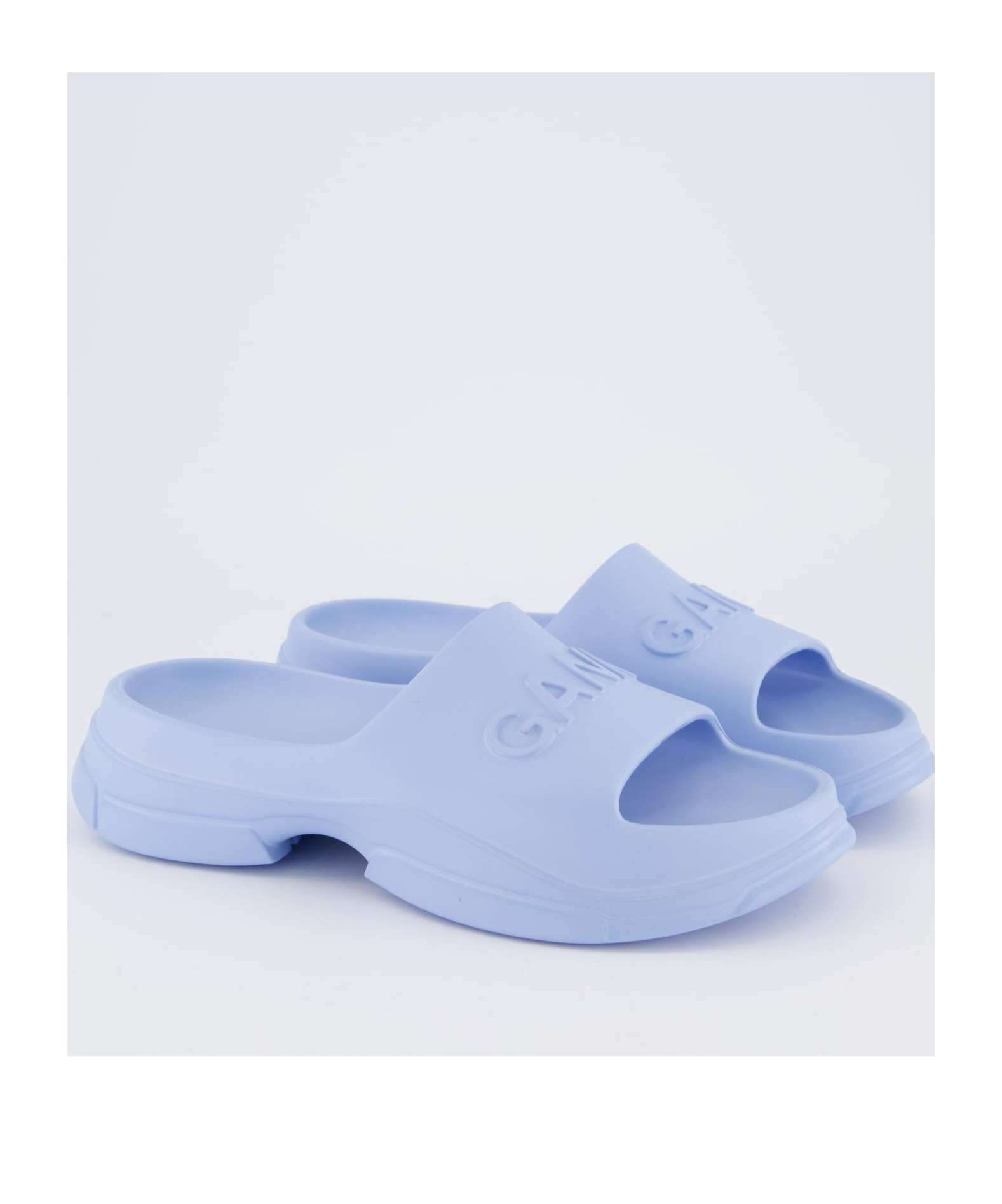 Ganni Round Toe Slippers In Blue