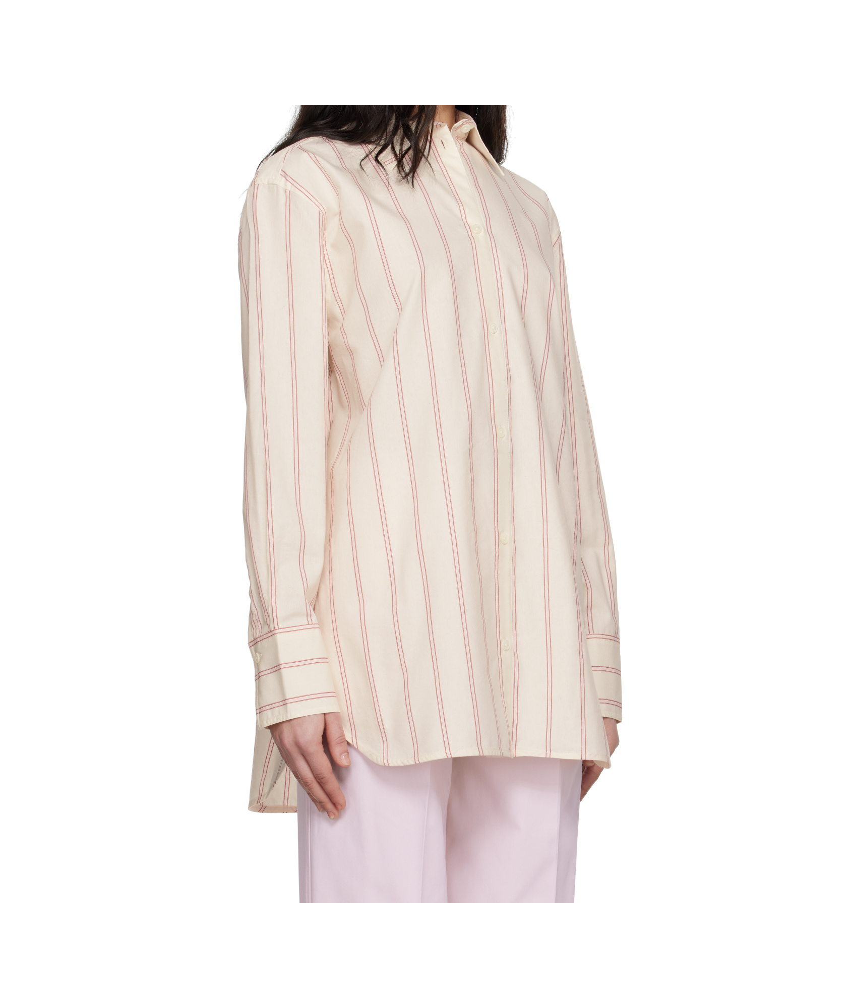 Totême Toteme Striped Cotton Shirt In Nude