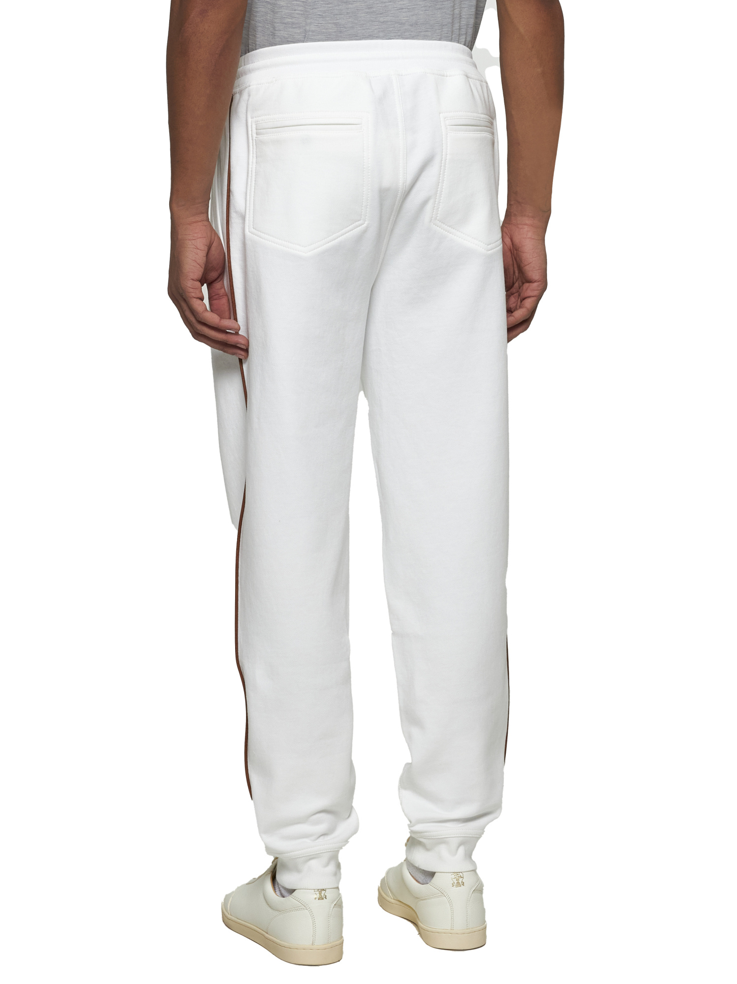 Brunello Cucinelli Piped-trim Sweatpants In White