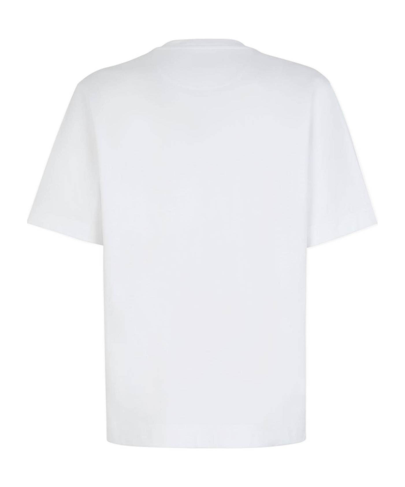 Fendi Men White Crewneck T-shirt With Log Print On The Front In Cotton Man In White