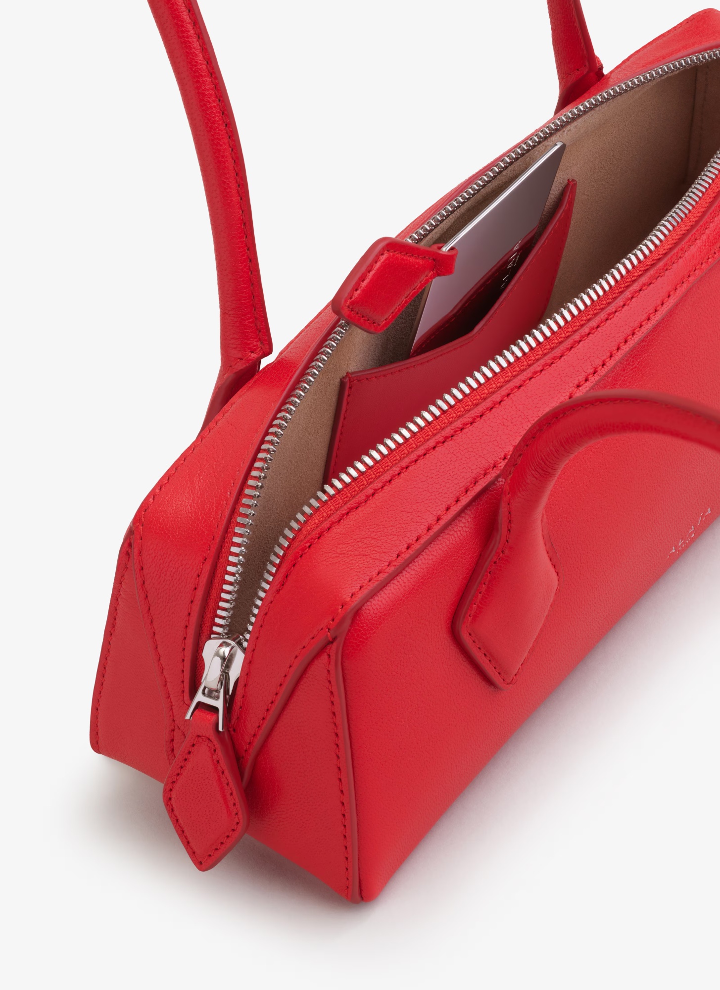 Alaïa Alaia Rouge Vif Le Teckel Small Leather Top-handle Bag In Red