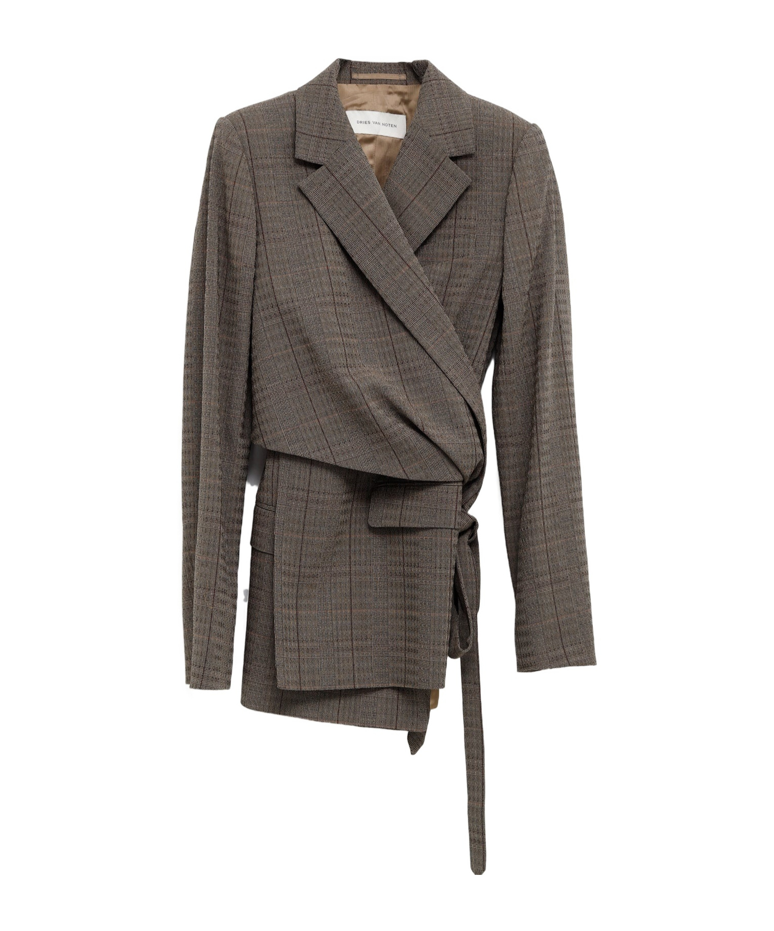 Dries Van Noten Draped Wool Blazer In Cement Color