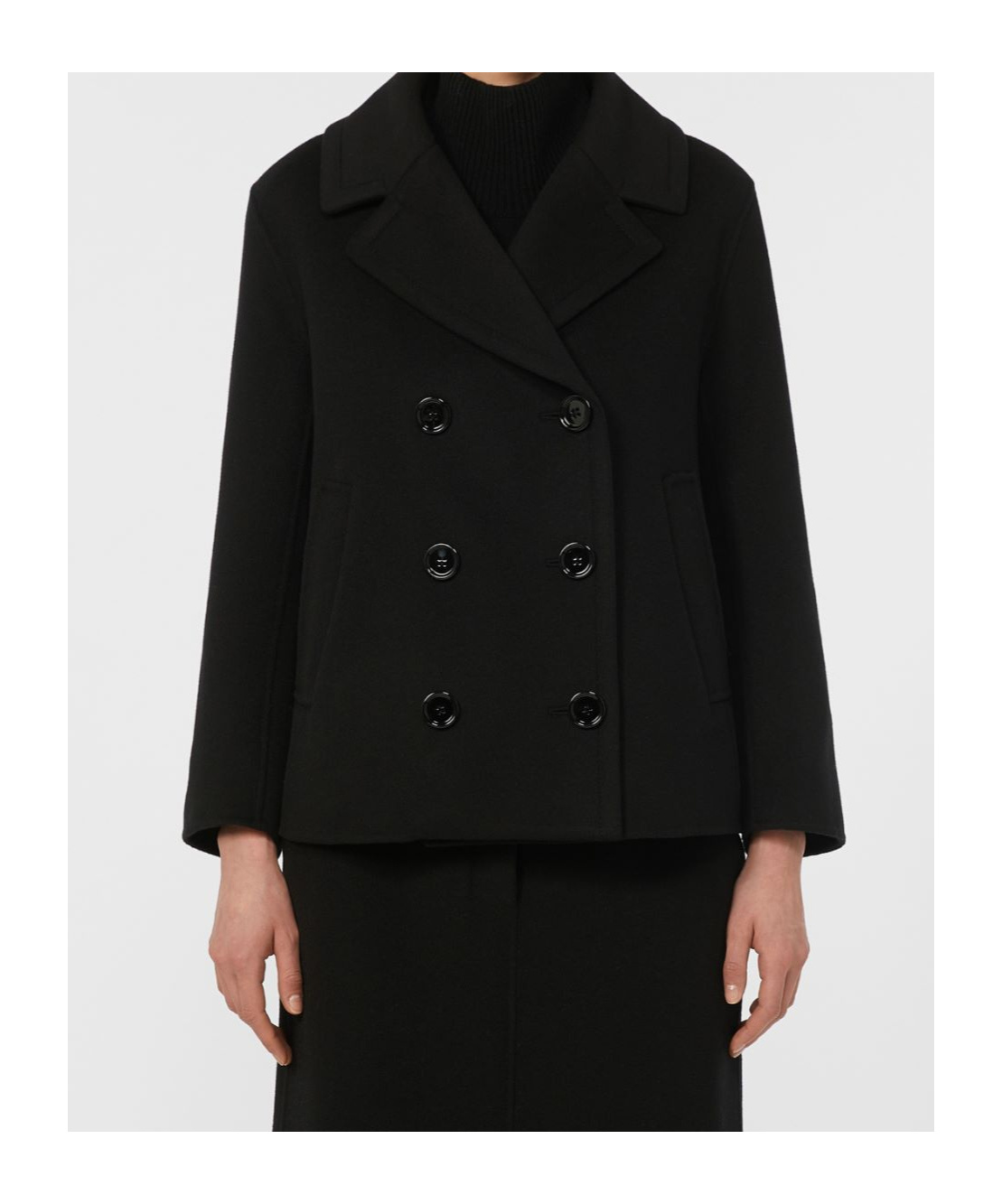 Max Mara Wool Drap Pea Coat In Black
