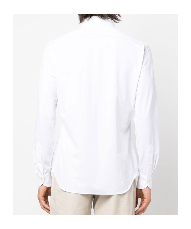 Xacus Spread-collar Cotton Shirt In White