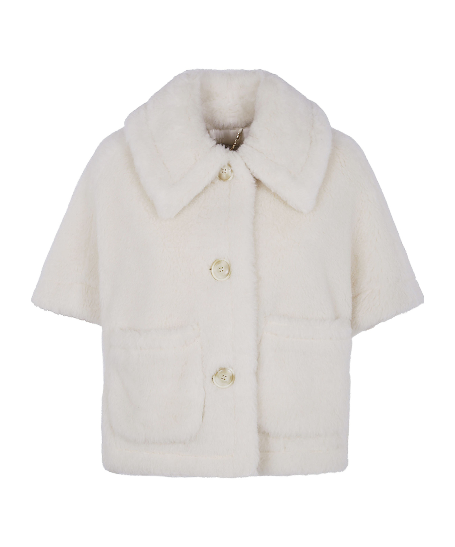 Max Mara Lapel Wool Cape In White