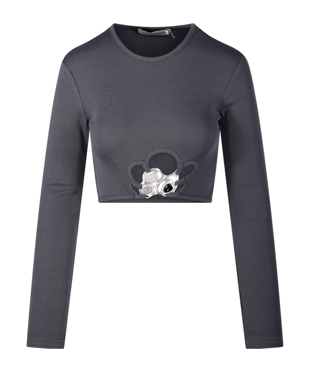 Christopher Esber Crop Top Trio Stone In Black