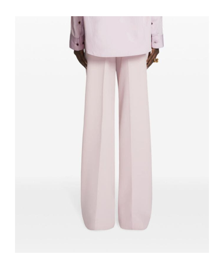 Dries Van Noten Straight Pleated Wide Leg Trousers In Pink