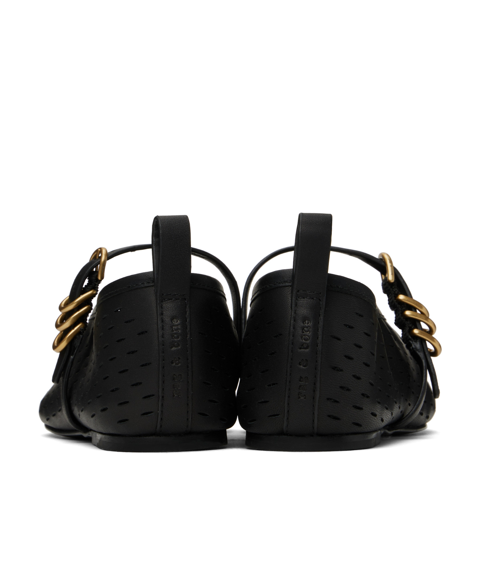 Rag & Bone Black Spire Perforated Leather Mary Jane Ballerina Flats In Black