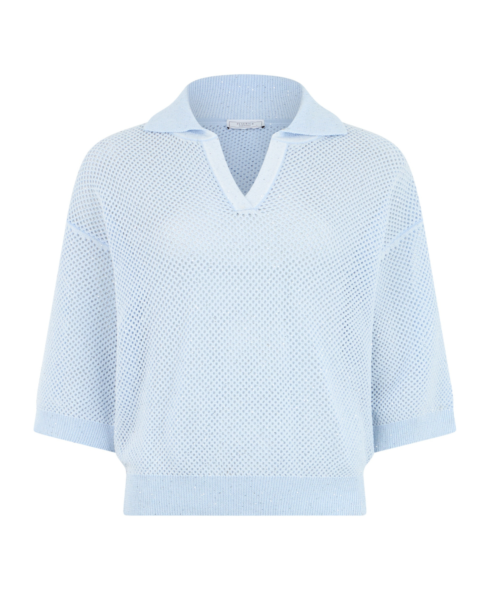 Peserico Open-knit Polo Sweater In Blue