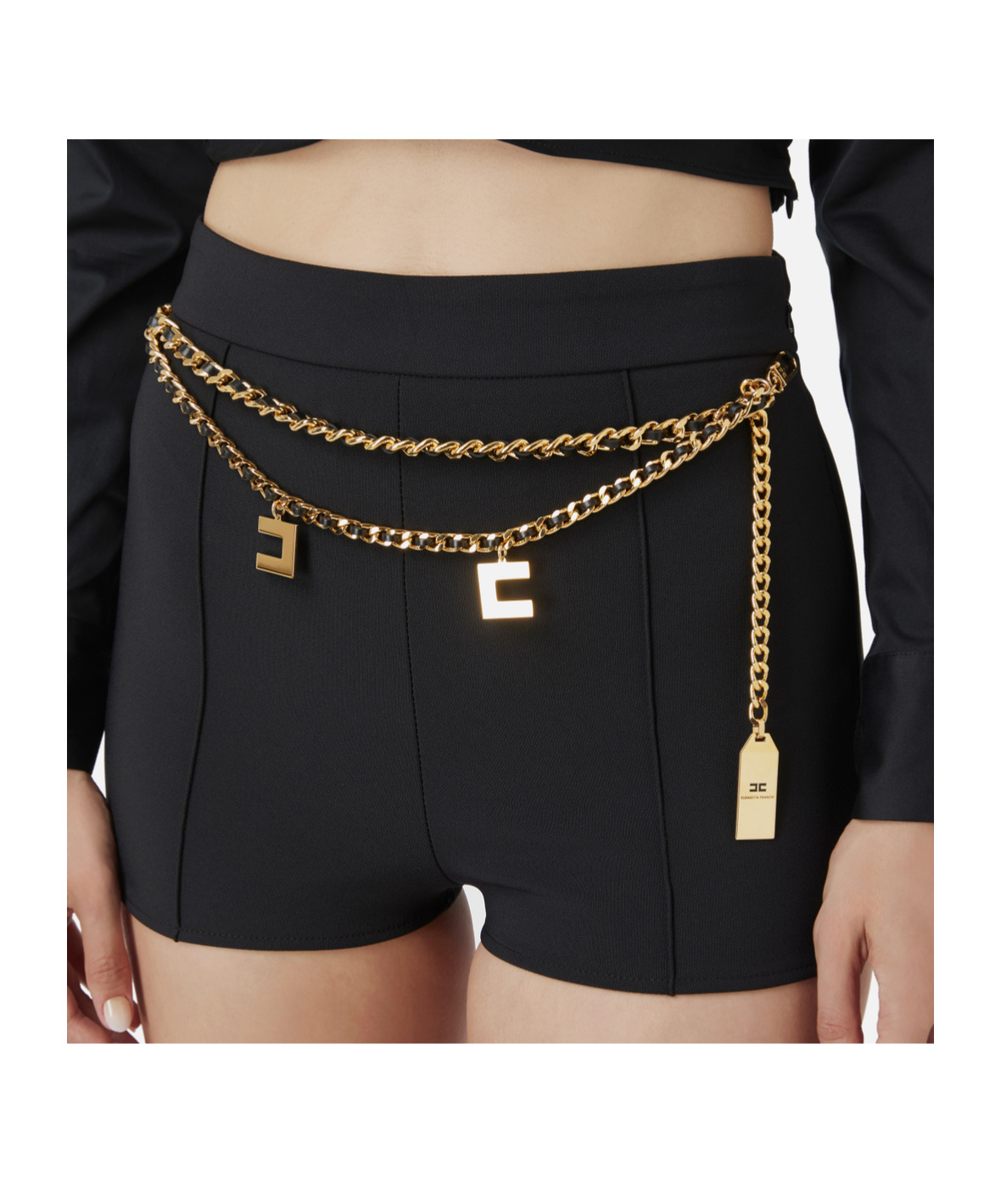Elisabetta Franchi Stretch Crepe Shorts With Waistband In Nude