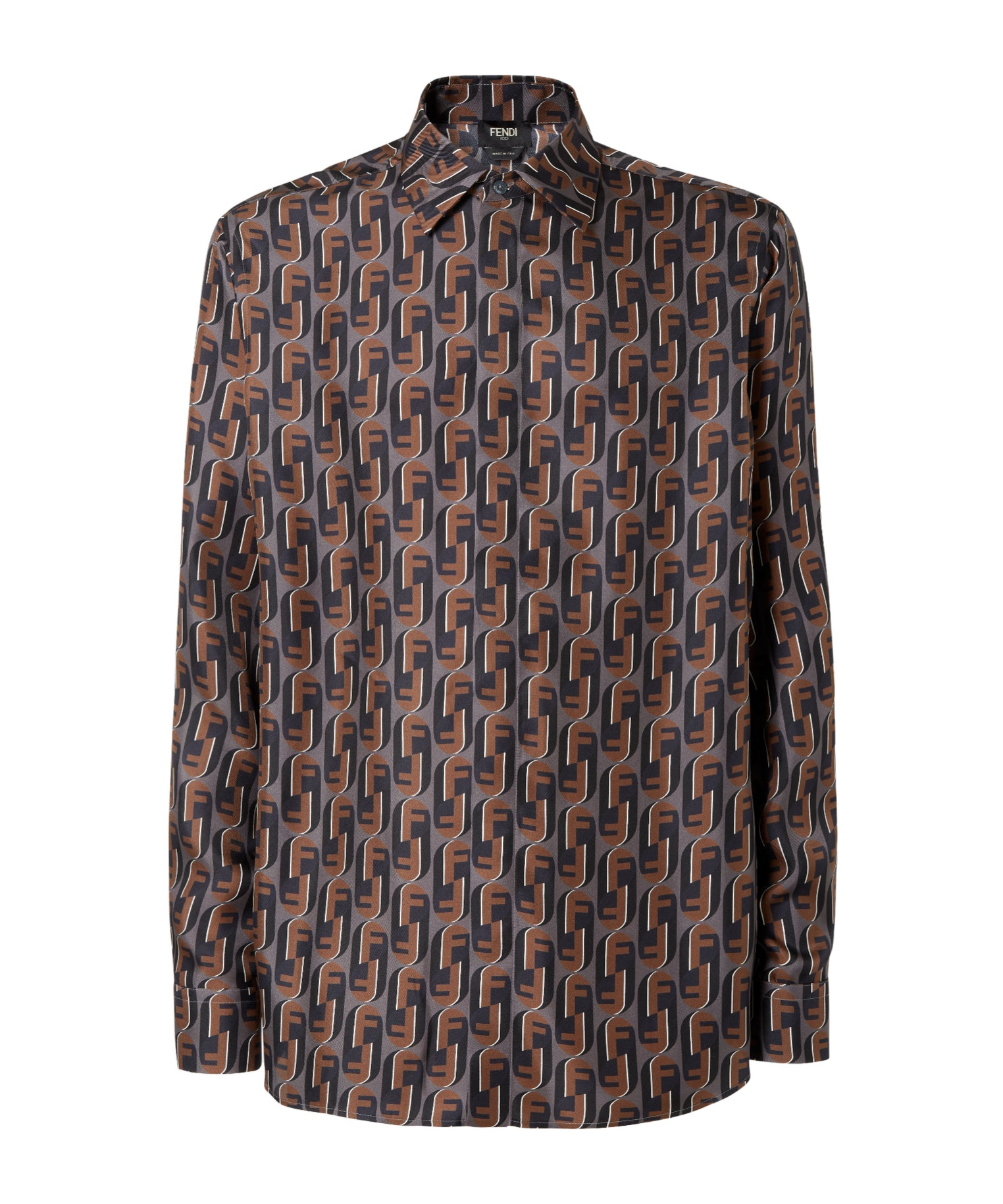 Fendi All-over Print Long Sleeves Shirt In Brown