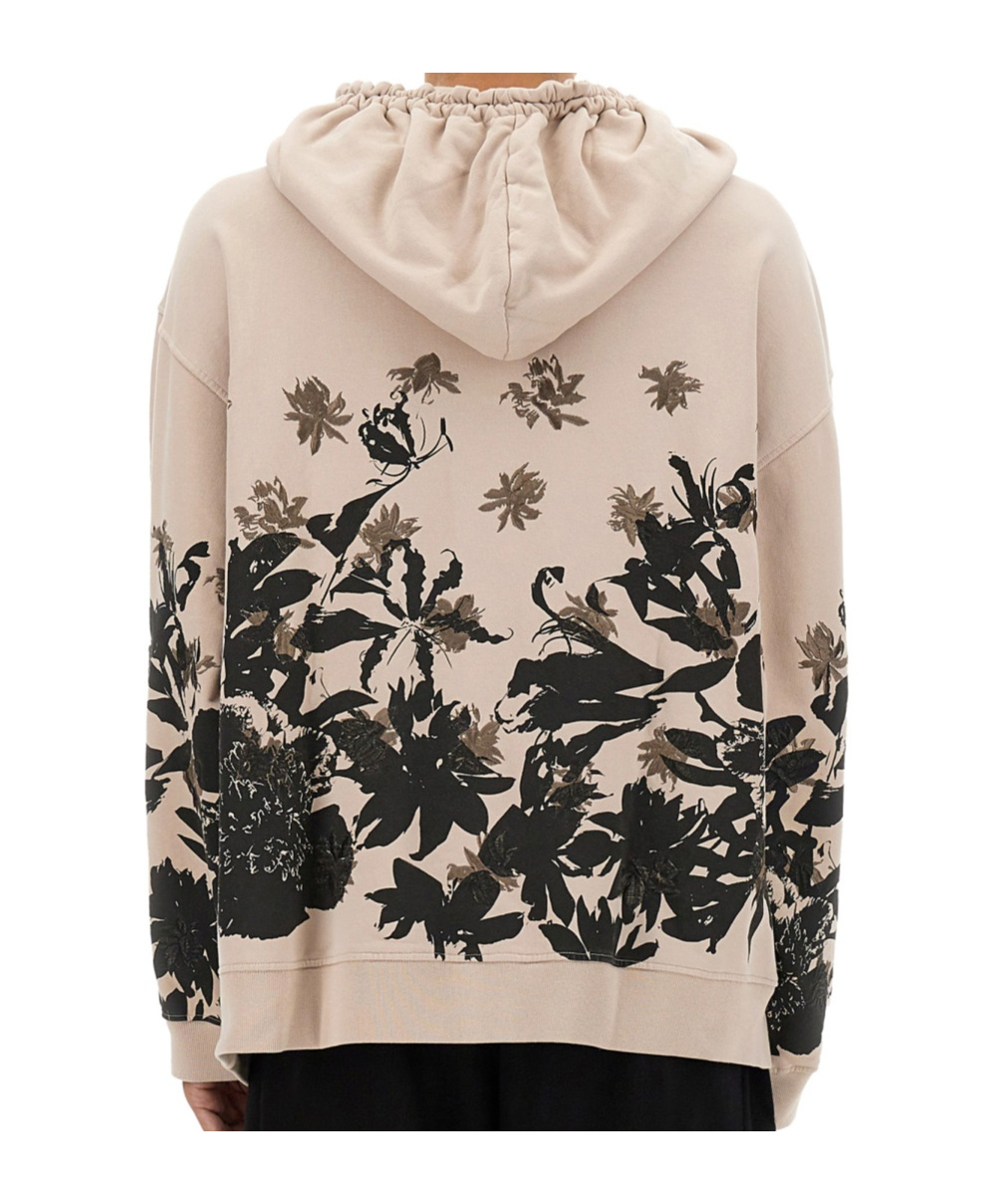 Dries Van Noten Floral Print Hoodie With Drawstring And Pocket In Multi
