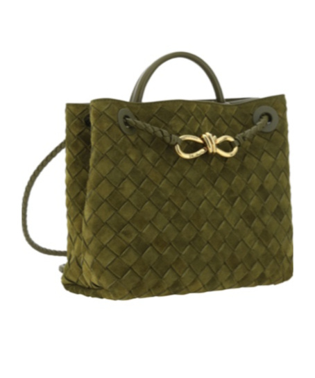 Bottega Veneta Woven Pattern Shoulder Bag In Green