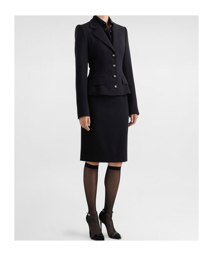 Dolce & Gabbana Black Wool Pencil Midi Skirt In Black