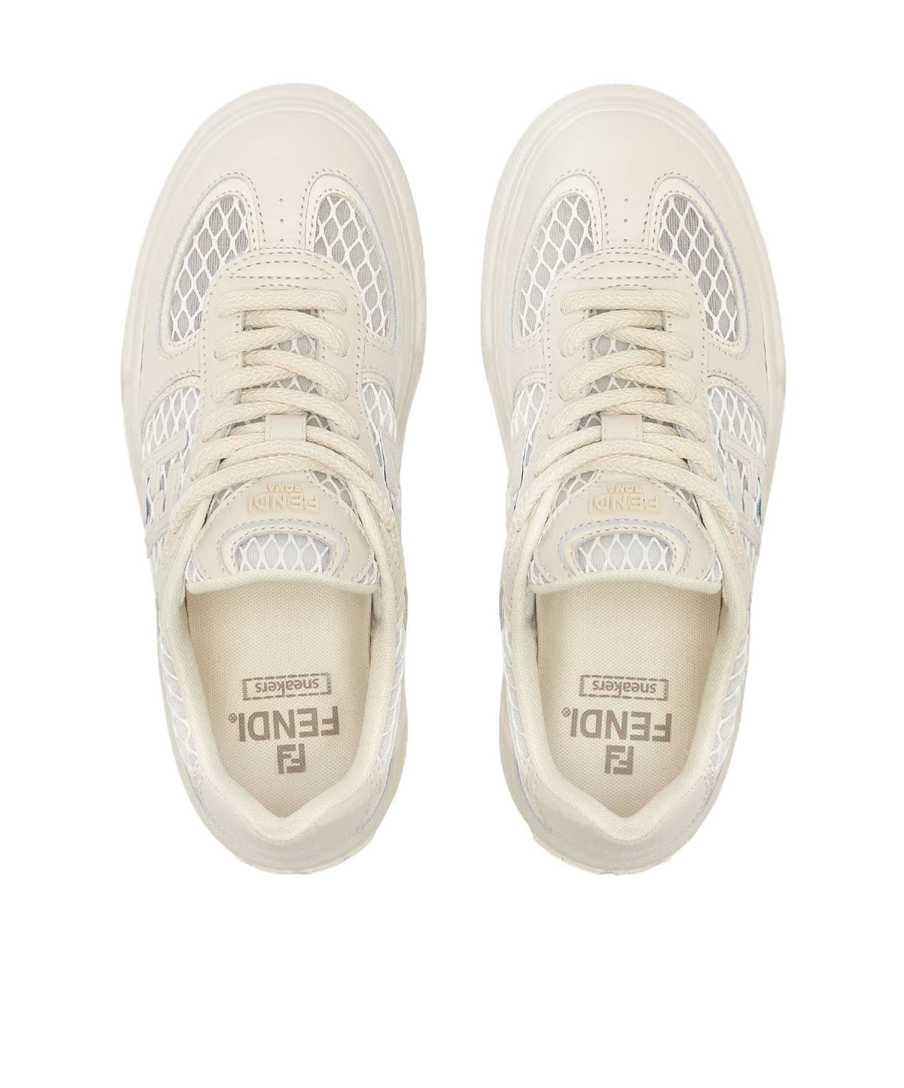Fendi White Leather And Mesh Platform Low-tops