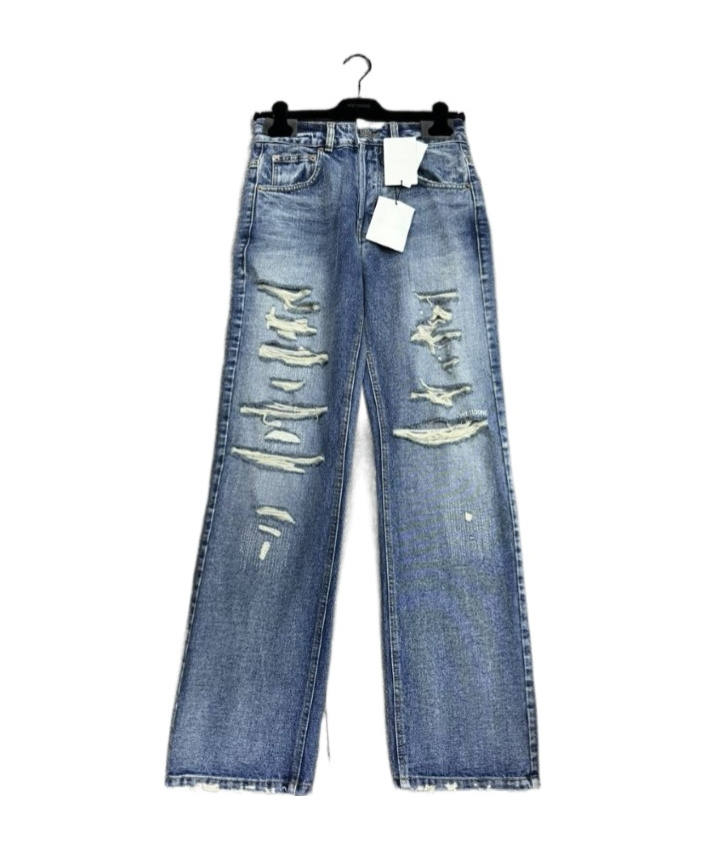 We11 Done Broken Hole Details Denim Trousers In Blue