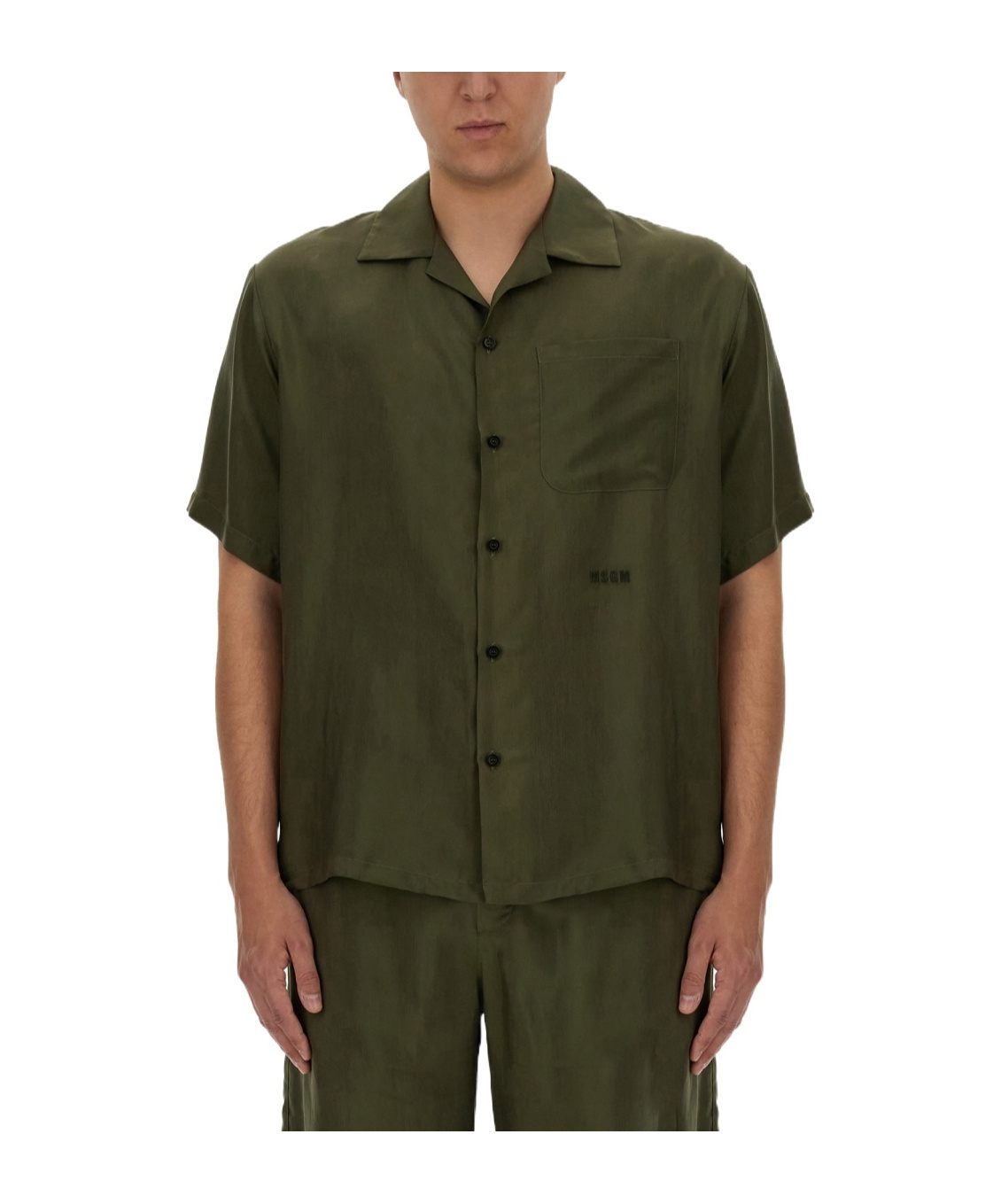 Msgm Shirt With Logo In Green