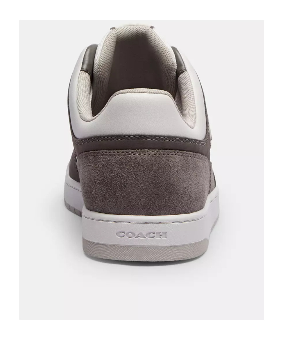 Shop Coach Leather Sneakers In Gray