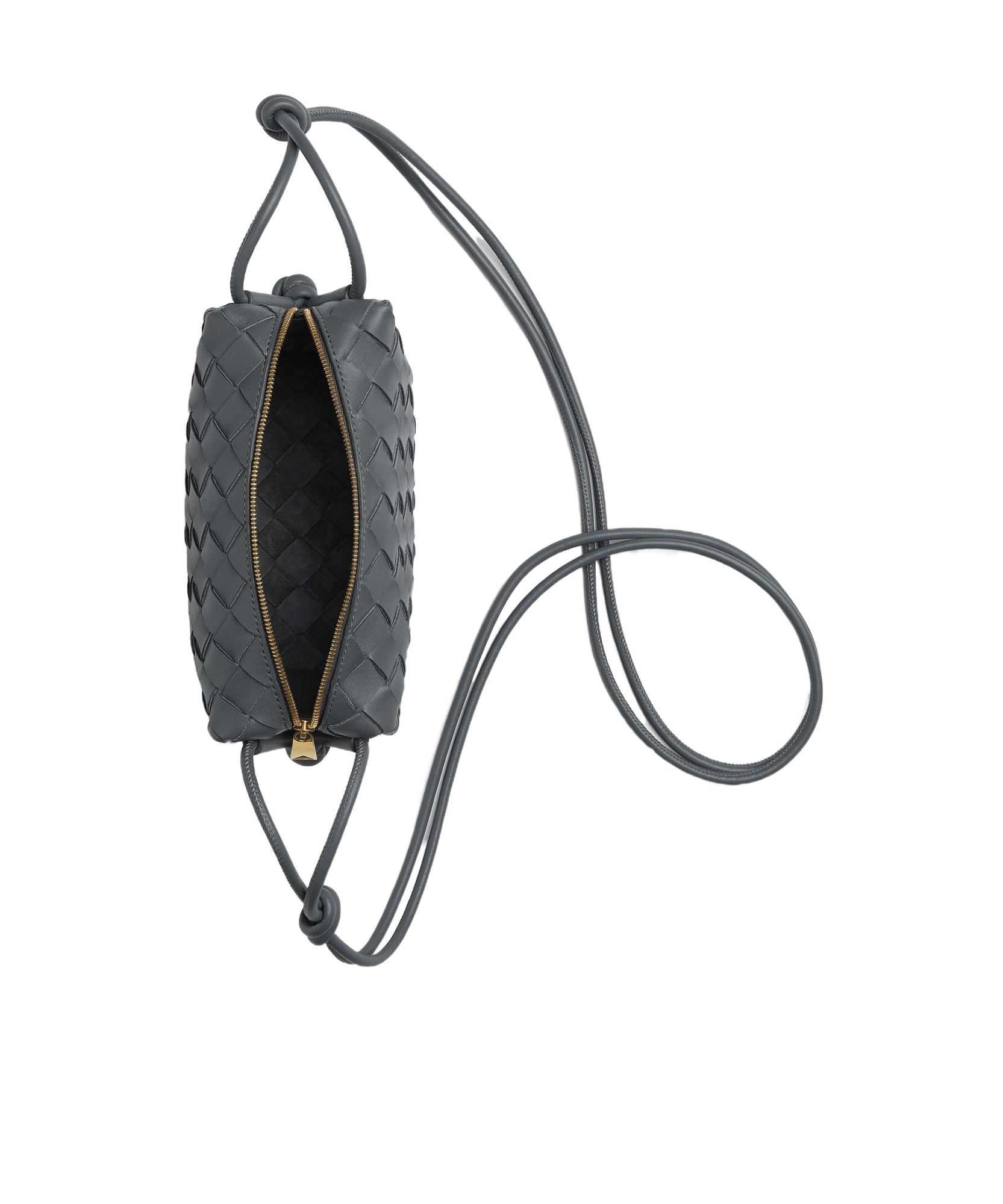 Bottega Veneta Mini Intrecciato Crossbody Bag In Gray