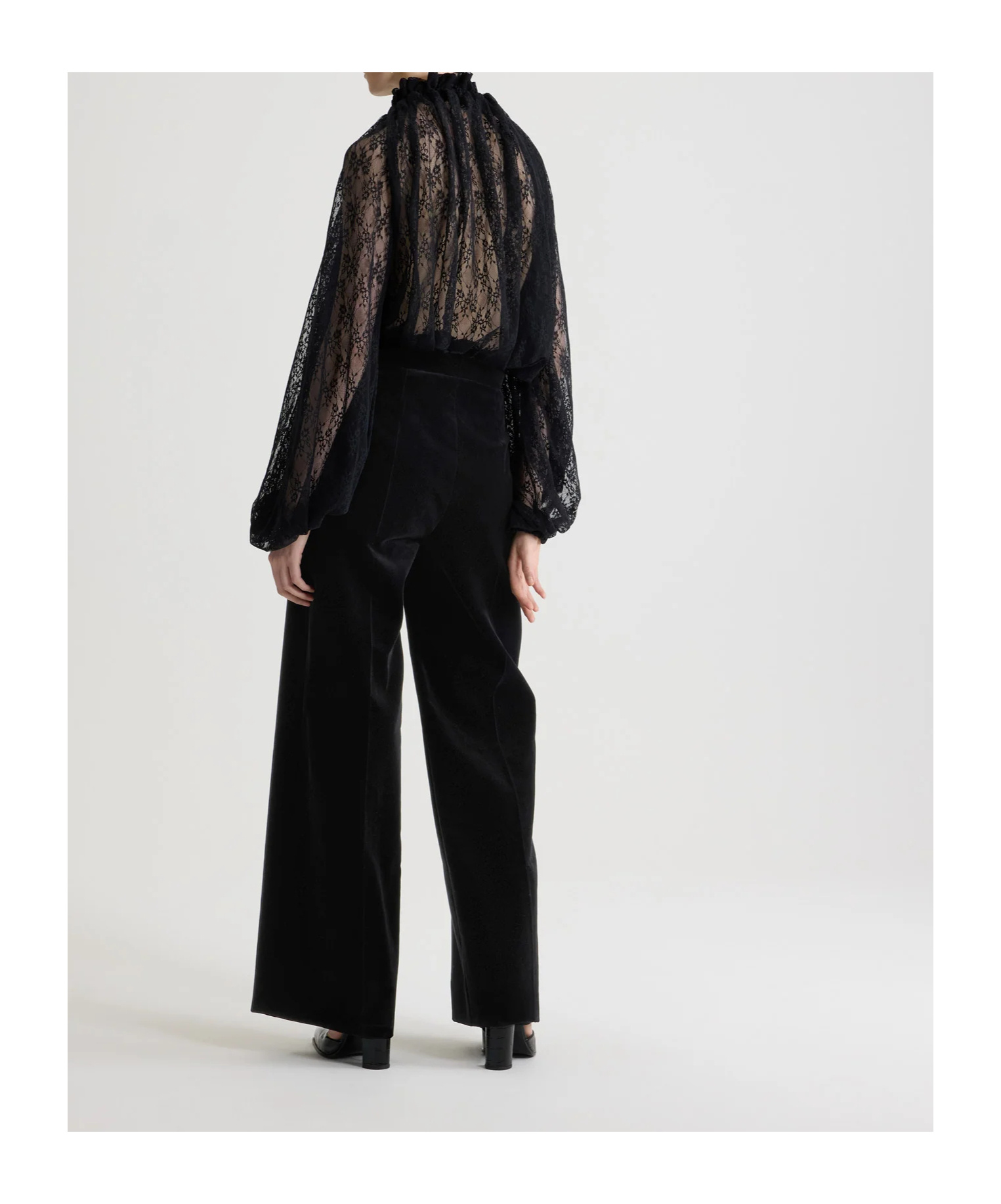 Patou Lace Drawstring Top In Black