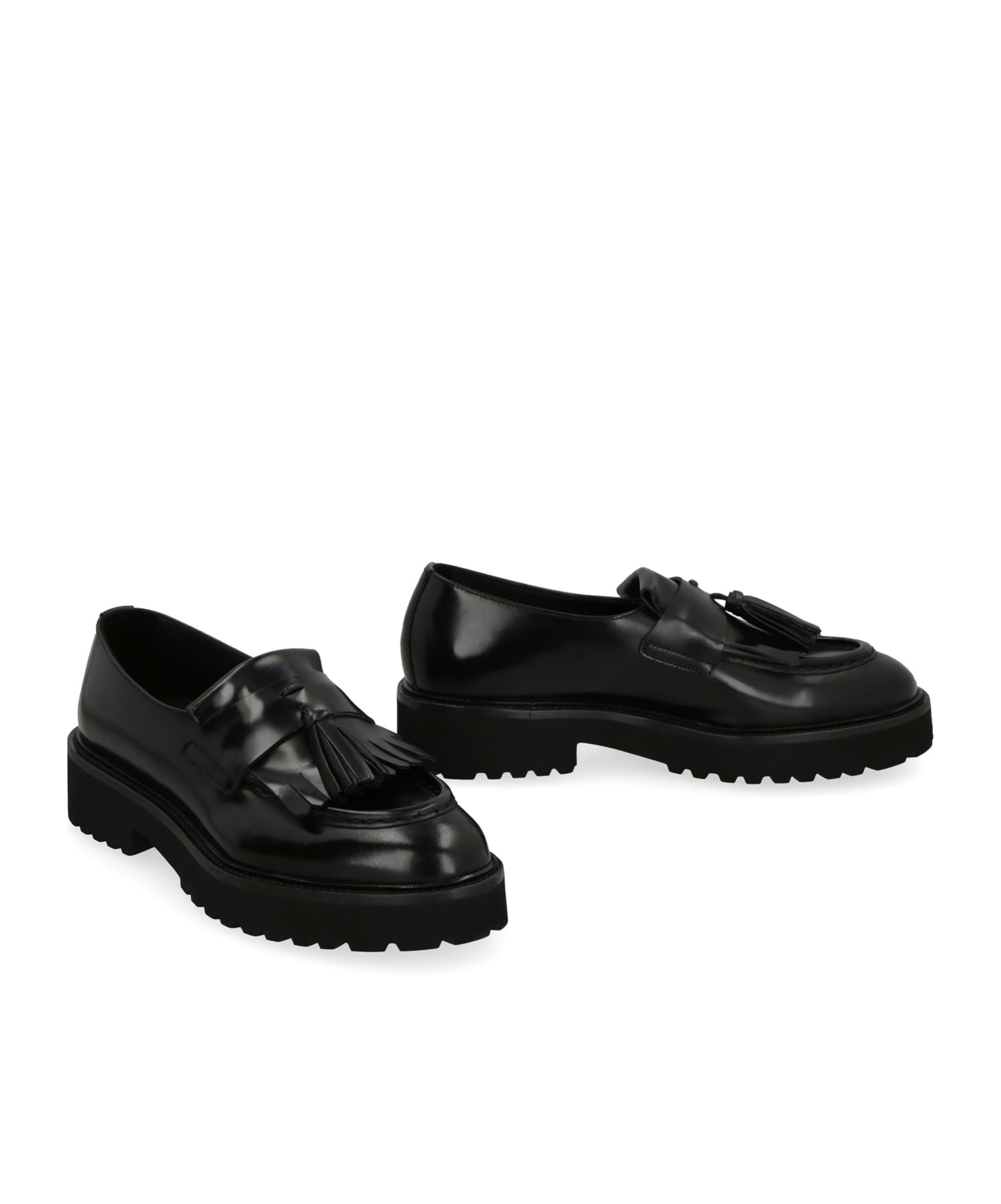 Doucal's Leather Tassel-penny Loafers In Black