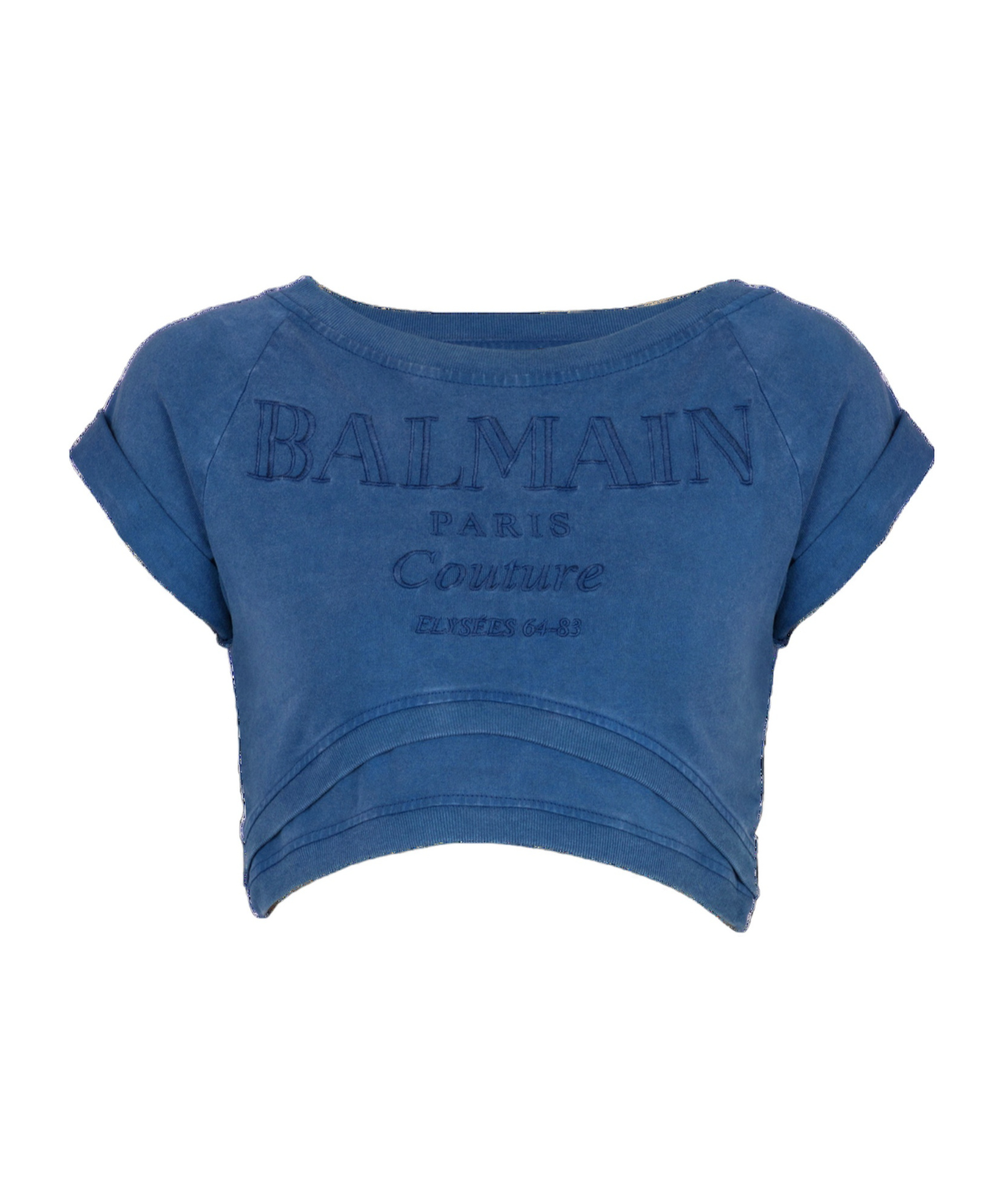 Balmain Embroidered Double Collar T-shirt In Blue