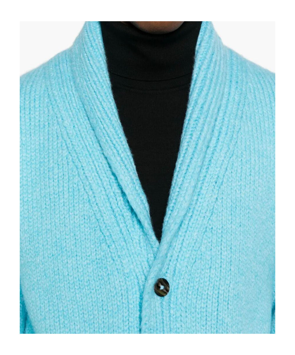 Tom Ford Mens Air Blue Shawl-collar Regular-fit Cashmere Cardigan In Blue