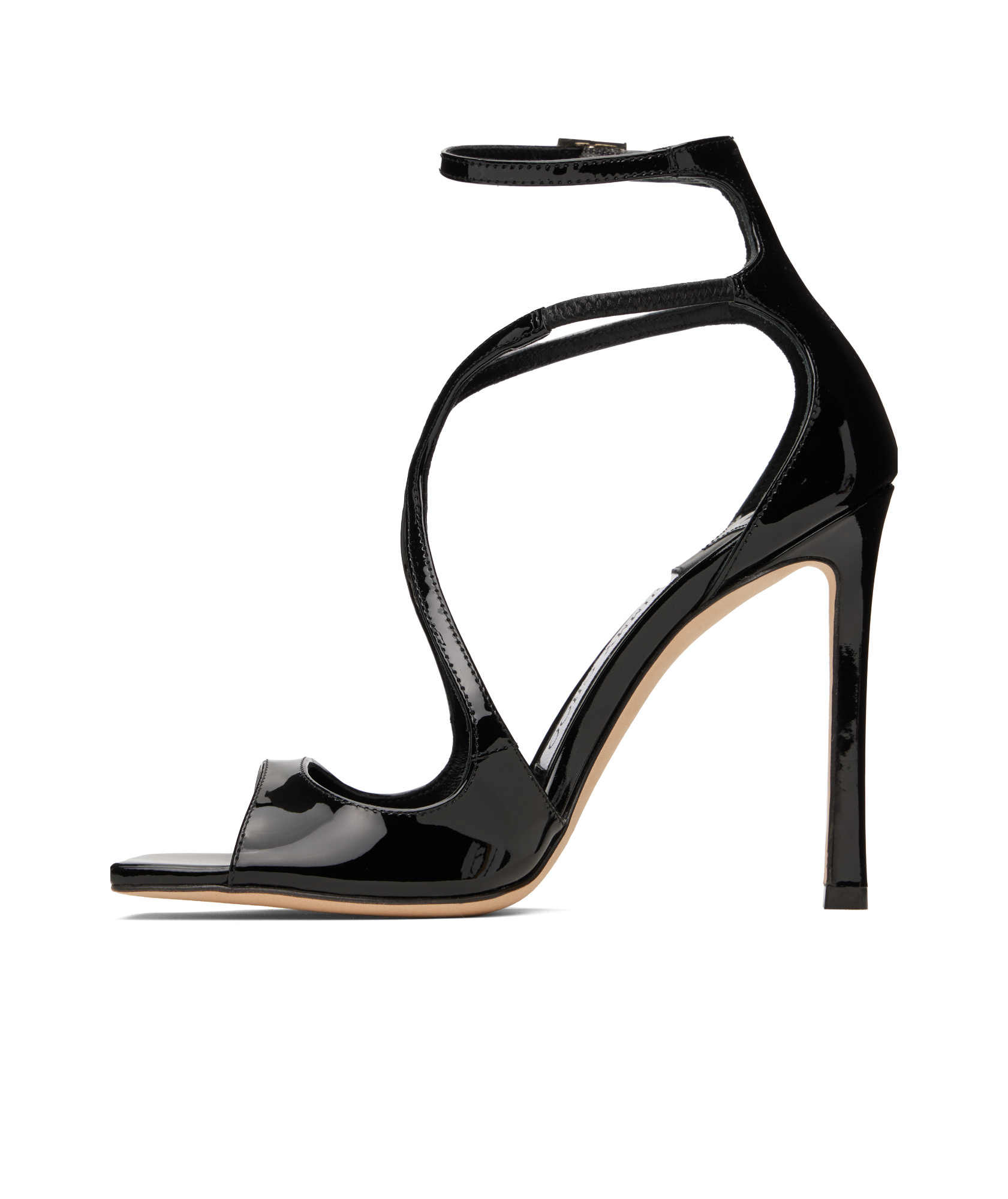 Jimmy Choo Womens Black Azia 110 Strappy Patent Leather Sandals In Black
