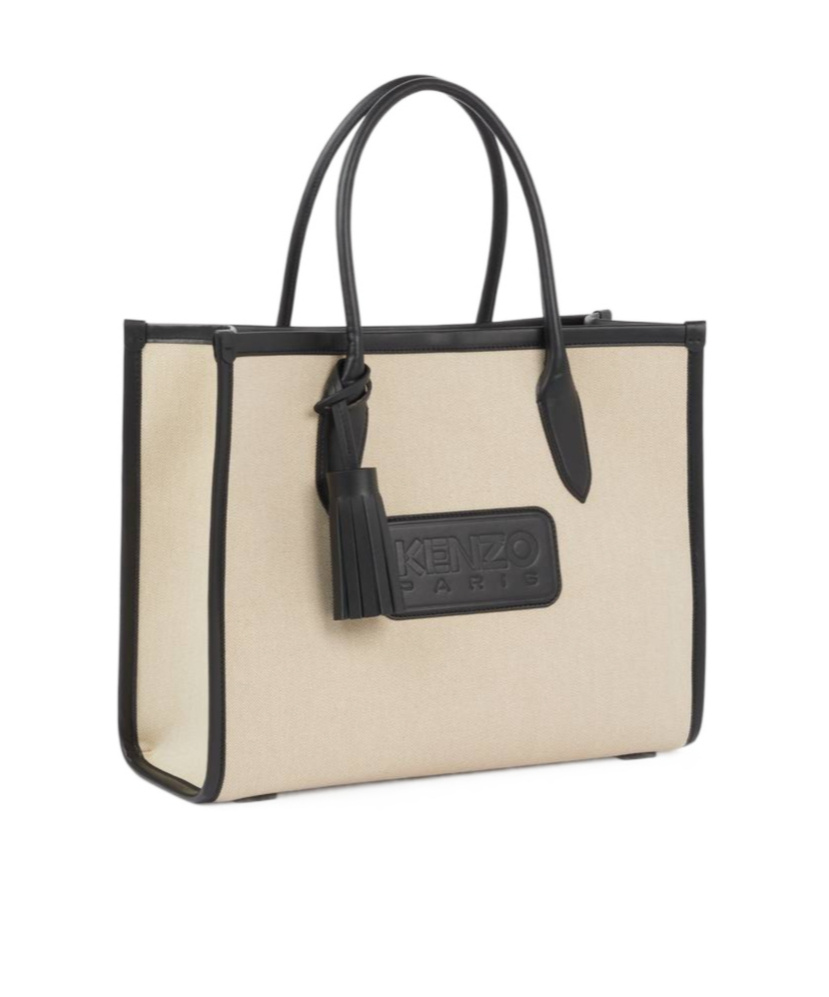 Kenzo Large 18 Canvas Tote Bag In Nude