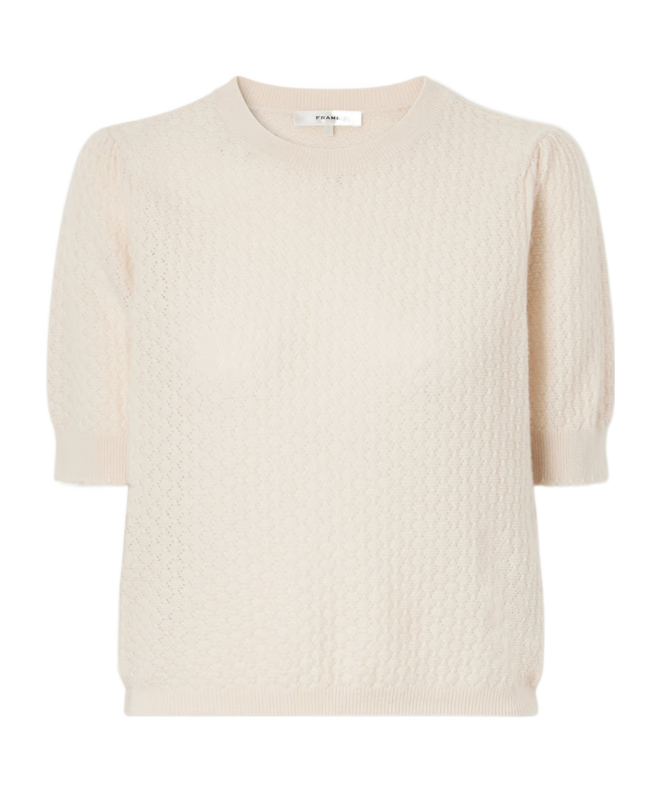 Frame Short-sleeve Knit Top In White