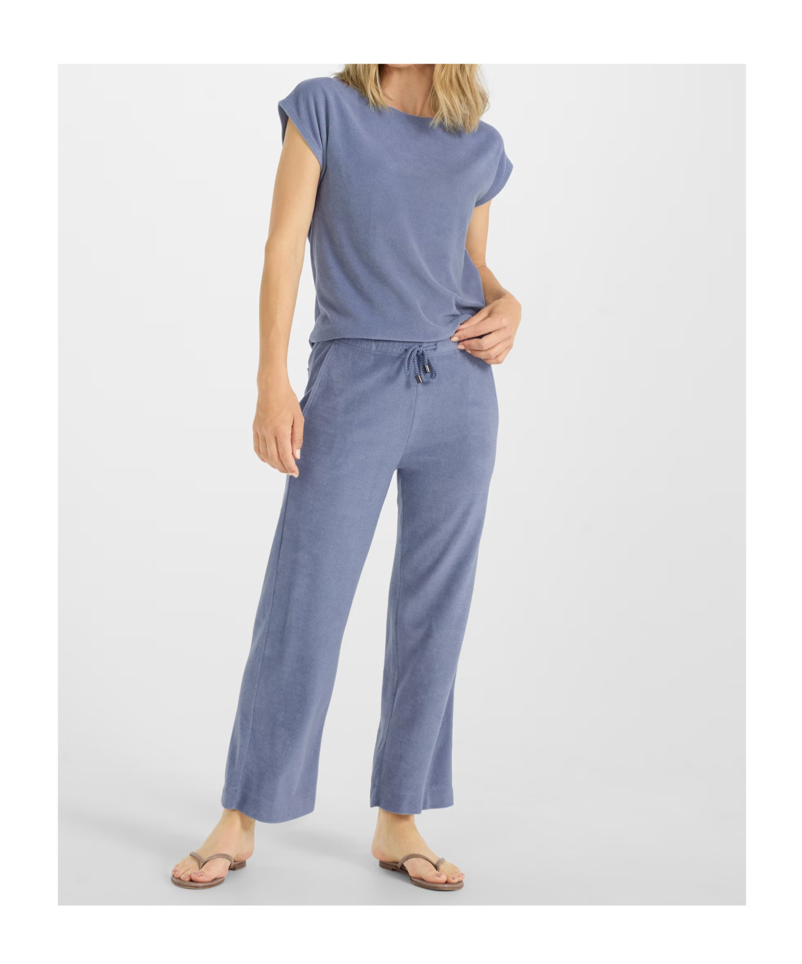 Juvia Drawstring Waist Casual Pants In Blue