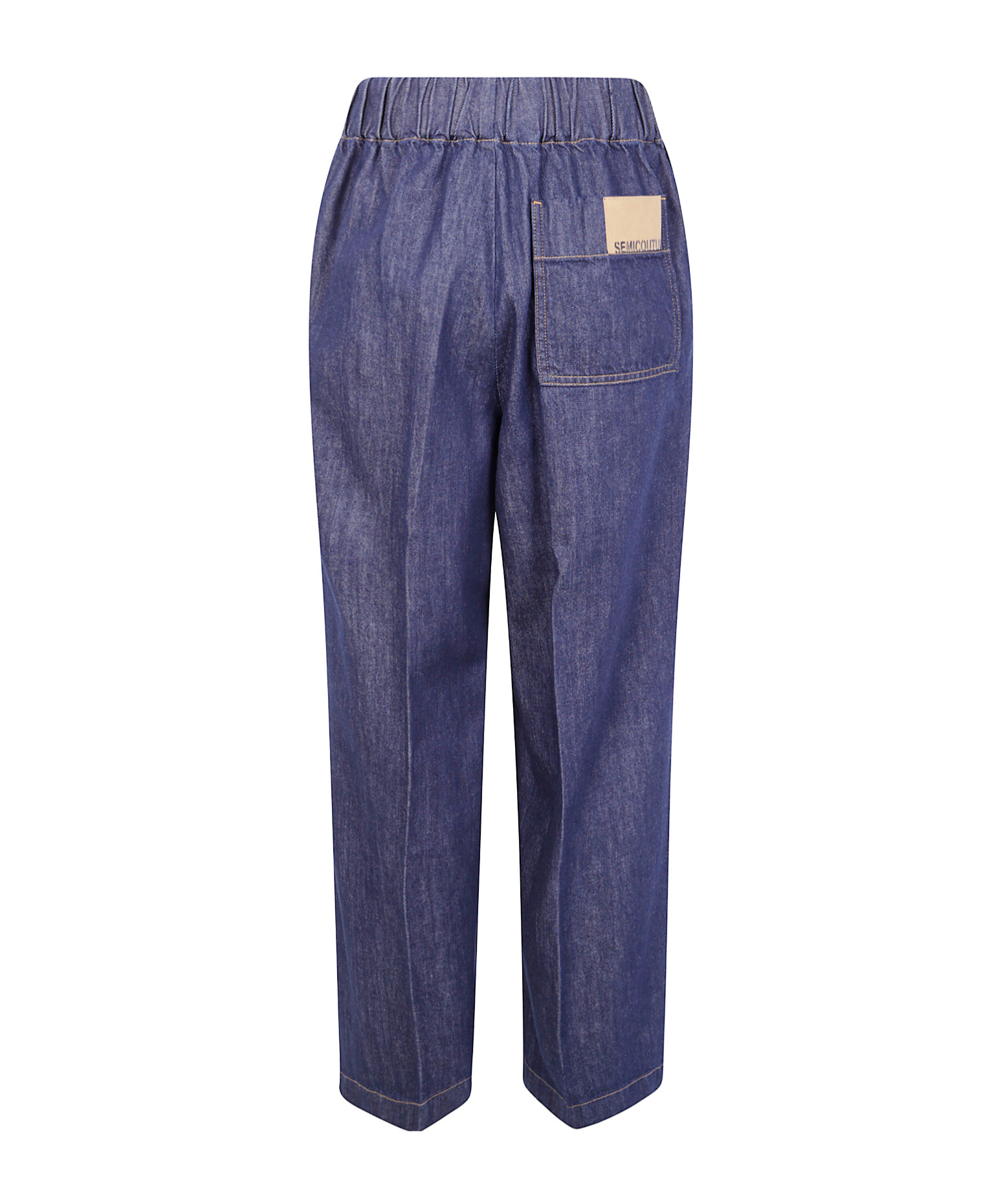 Semicouture Elastic-waistband Pocket Boyfriend Jeans In Blue