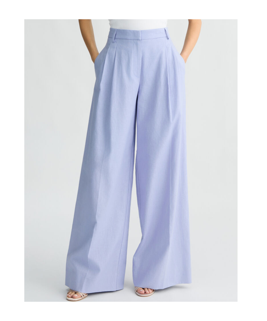 Liu •jo Linen And Cotton Palazzo Trousers In Blue