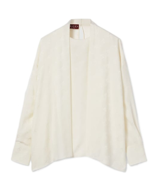 Gucci Marina Chain Silk Jacquard Top In White