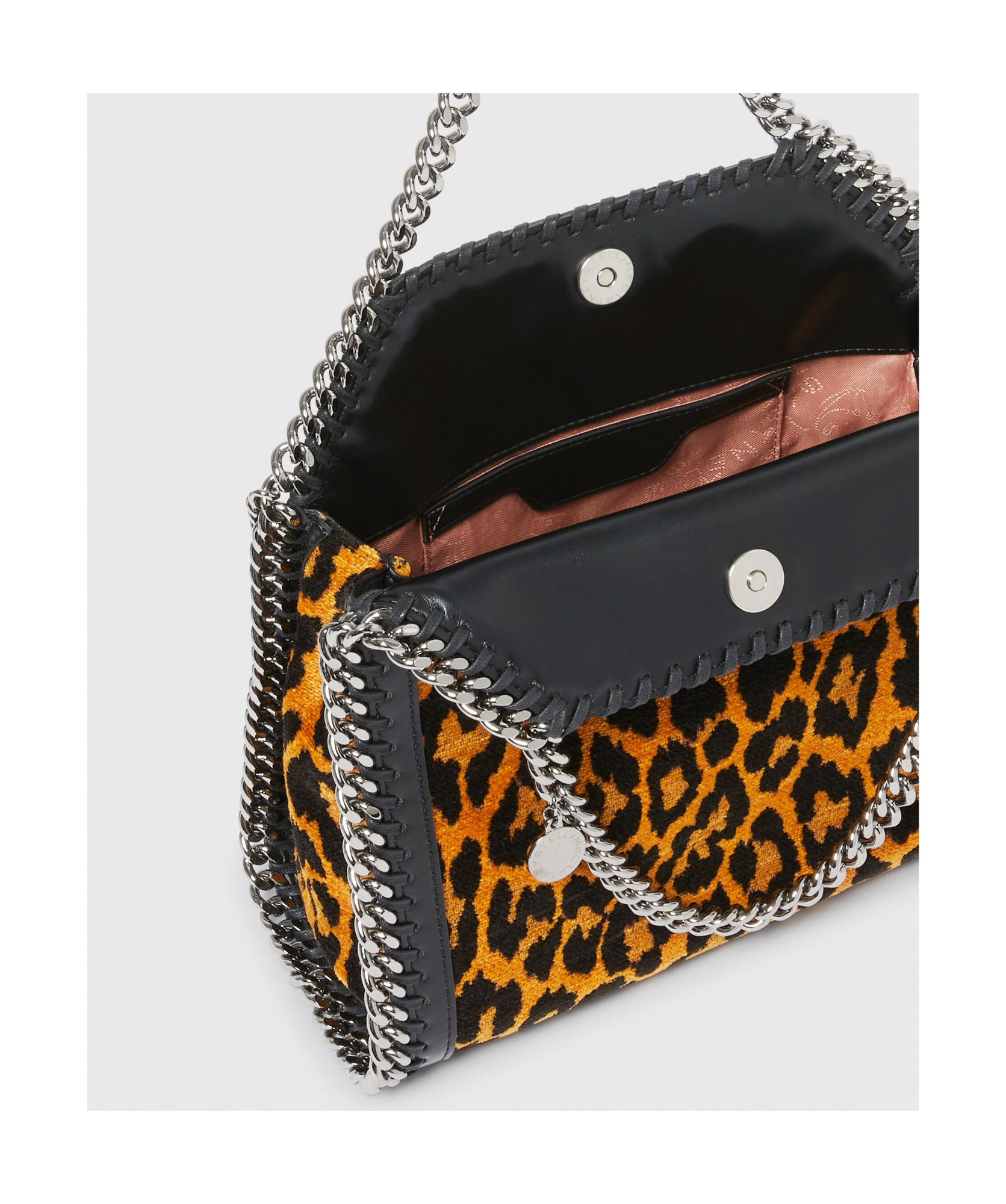 Stella Mccartney Leopard Print Falabella Mini Tote In Black